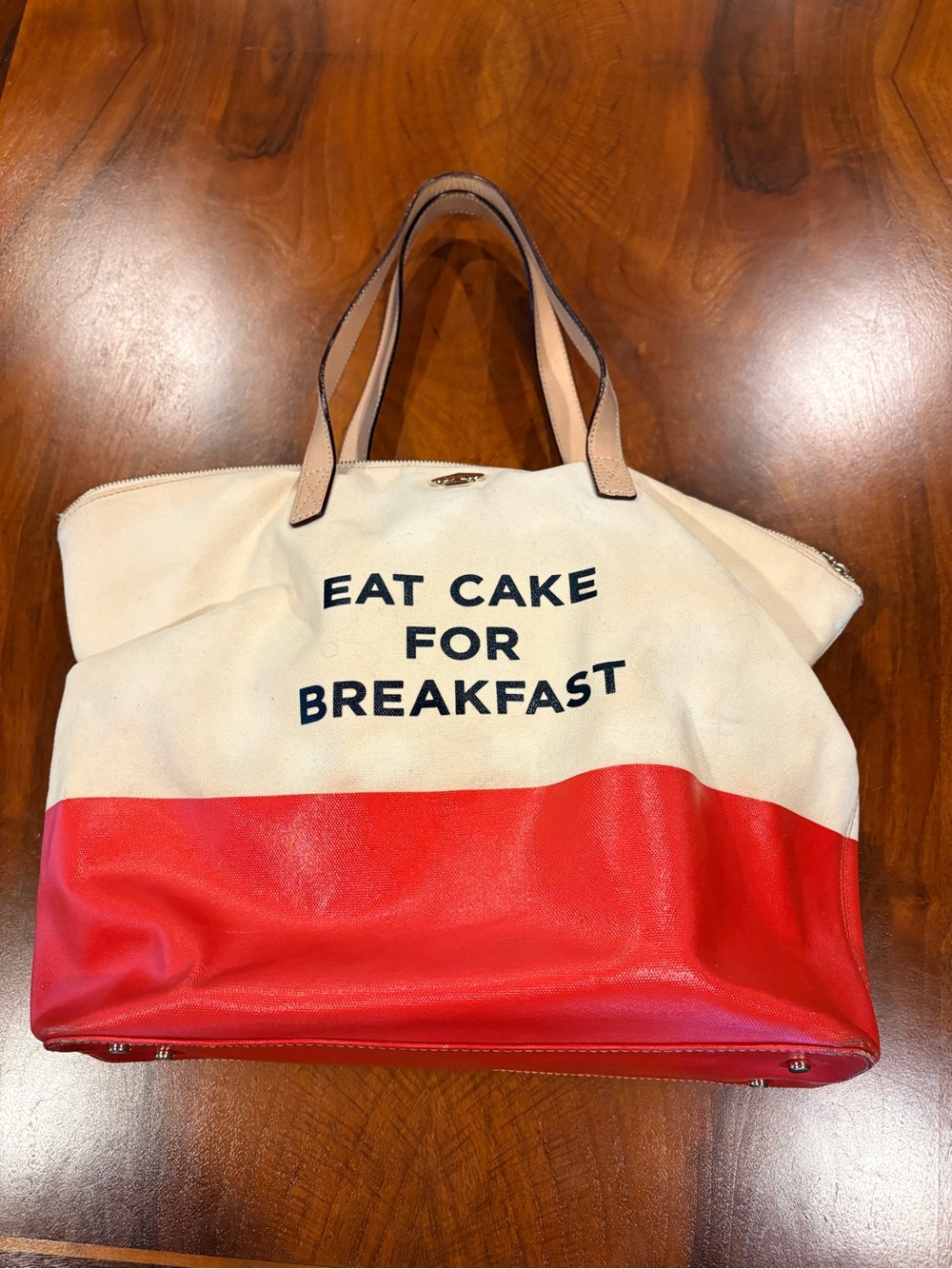 Kate Spade Cream and Red 'Eat Cake For Breakfast' XL Tote - Picture 13 of 16